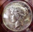 1921 $1 High Relief, Peace AU58