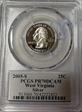 2005-S 25C West Virginia Silver PR70DCAM
