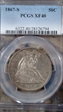 1867-S 50C XF40