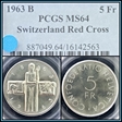 1963 B 5 Fr Red Cross MS64