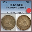 1873 50C No Arrows, Closed 3 XF40