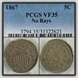 1867 5C No Rays VF35