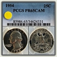 1954 25C PR65CAM