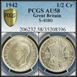 1942 1/2 Cr S-4080 AU58