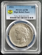 1921 $1 High Relief, Peace AU58