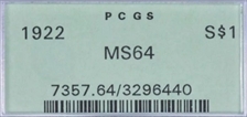 1922 $1 MS64