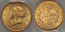 1849 G$1 Open Wreath MS64+