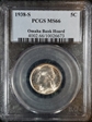 1938-S 5C MS66