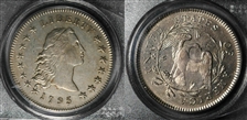 1795 $1 Flowing Hair, 2 Leaves AU53