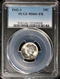 1942-S 10C MS66+ FB