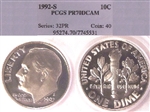 1992-S 10C PR70DCAM