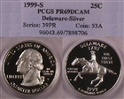 1999-S 25C Delaware Silver PR69DCAM