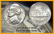 1953-D 5C MS66