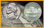 1949-D 5C MS66