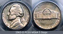 1963-D 5C MS64