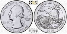 2010 25C Yellowstone NP  5 oz Silver MS66PL