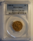 1909-D $5 MS63