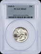 1945-S 25C MS65