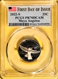 2022-S 25C Maya Angelou First Day of Issue PR70DCAM