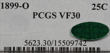 1899-O 25C VF30