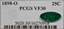 1898-O 25C VF30
