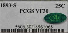 1893-S 25C VF30