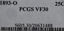 1893-O 25C VF30