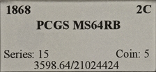 1868 2C MS64RB