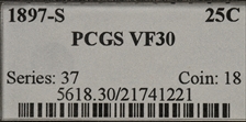 1897-S 25C VF30