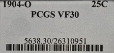 1904-O 25C VF30