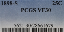 1898-S 25C VF30