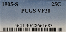 1905-S 25C VF30