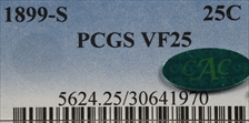 1899-S 25C VF25