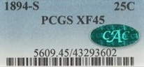 1894-S 25C XF45