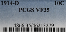 1914-D 10C VF35