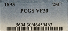 1893 25C VF30