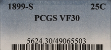 1899-S 25C VF30