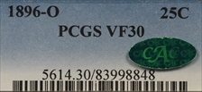 1896-O 25C VF30