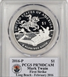 2016-P $1 Mark Twain First Strike Mark Twain Label Long Beach PR70DCAM