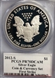 2012-S $1 Silver Eagle Coin & Currency Set First Strike Mercanti Signatur PR70DCAM