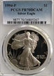 1994-P $1 Silver Eagle PR70DCAM
