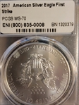 2017 $1 Silver Eagle First Strike MS70