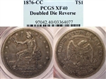 1876-CC T$1 Doubled Die Reverse XF40