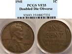 1941 1C Doubled Die Obverse VF35BN