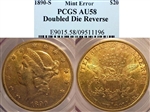 1890-S $20 AU58