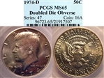 1974-D 50C Doubled Die Obverse MS65