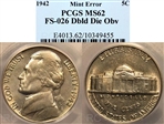 1942 5C Nickel MS62