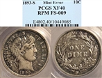 1893-S 10C XF40