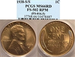1938-S/S/S 1C RPM, FS-502 MS66RD