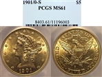 1901/0-S $5 MS61